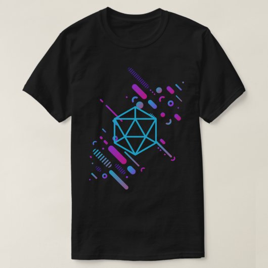 Cyberpunk Neon D20 Dice Tabletop RPG T-shirt (Design voorkant)