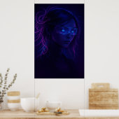 Cyberpunk Neon Girl Portrait – Futuristic Sci-Fi Poster (Keuken)