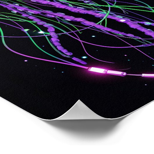 Cyberpunk Neon Jellyfish art Poster (Hoek)