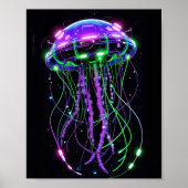 Cyberpunk Neon Jellyfish art Poster (Voorkant)