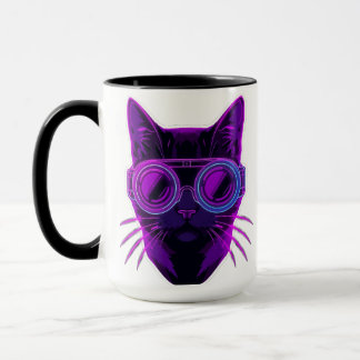 Cyberpunk Neon Kat Koffiemok - Futuristische Esthe Mok