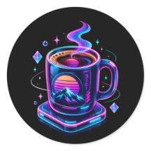 Cyberpunk Neon Koffiekopje Esthetische Ronde Stick