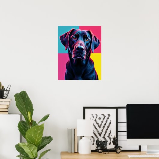 Cyberpunk Neon Labrador Pop Art Poster (Thuiskantoor)