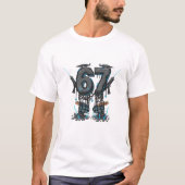 Cyberpunk Neon Number Sixty-Seven Futuristic Sci-F T-shirt (Voorkant)