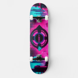 Cyberpunk Neon Obey Streetwear Sci-Fi City Persoonlijk Skateboard