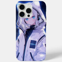 Cyberpunk Neon Pols Anime Meisje