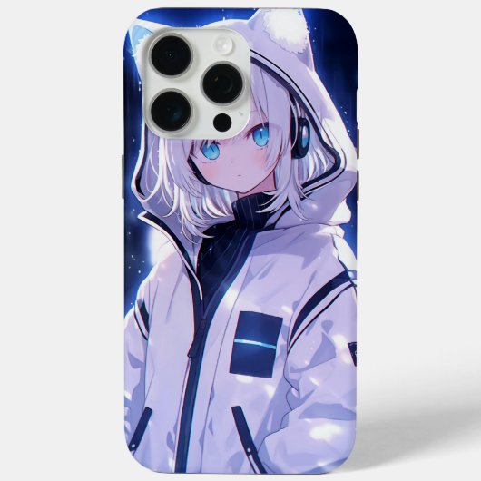Cyberpunk Neon Pols Anime Meisje Case-Mate iPhone Case (Achterkant)
