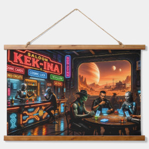 Cyberpunk Neon Saloon Wandtapijt Hangend Wandkleed