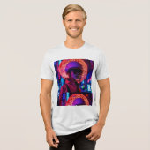 Cyberpunk Neon Samurai T-shirt॥ Tri-Blend Shirt (Voorkant volledig)