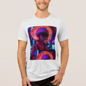 Cyberpunk Neon Samurai T-shirt॥ Tri-Blend Shirt (Voorkant)