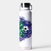 Cyberpunk Neon SciFi Voetbal Waterfles (Achterkant)