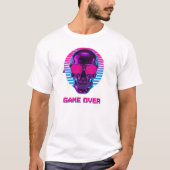 Cyberpunk Neon Skull Game Over T-Shirt in Pink and (Voorkant)