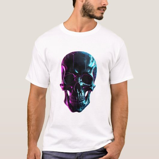 Cyberpunk Neon Skull T-shirt (Voorkant)