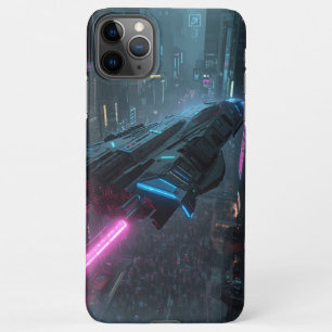 Cyberpunk Neon Spaceship Telefoonhoesje iPhone 11Pro Max Hoesje