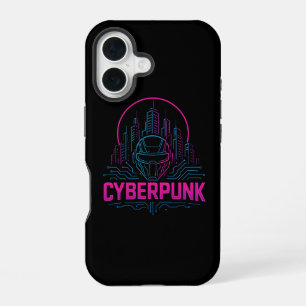 Cyberpunk Neon Stad Logo – Futuristische Tech Esth iPhone 16 Hoesje