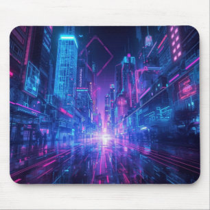 Cyberpunk Neon Stadslandschap Gaming Muismat - Fut