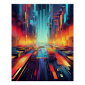 Cyberpunk Neon Street - futuristische sci-fi stads Perfect Poster (Voorkant)