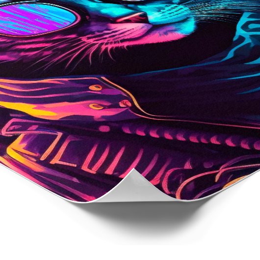 Cyberpunk neon twilight cat poster (Hoek)