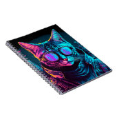 Cyberpunk neon twilight katbril zwart notitieboek (Rechterzijde)