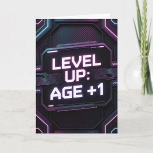 Cyberpunk neon verjaardagskaart voor mannen kaart