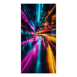 Cyberpunk Neon Warp Drive Perfect Poster