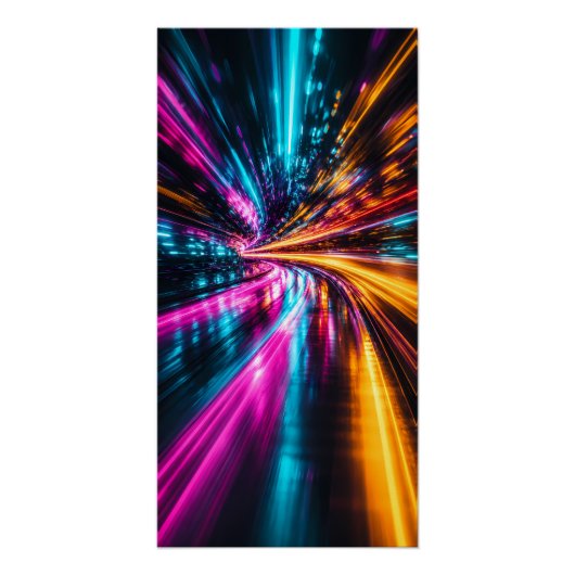 Cyberpunk Neon Warp Drive Perfect Poster (Voorkant)