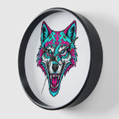 Cyberpunk Neon Wolf - Synthwave Robotdier (Hoek)