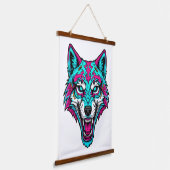 Cyberpunk Neon Wolf - Synthwave Robotdier Hangend Wandkleed (Gebogen)