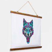 Cyberpunk Neon Wolf - Synthwave Robotdier Hangend Wandkleed (Gebogen)