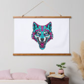 Cyberpunk Neon Wolf - Synthwave Robotdier Hangend Wandkleed (Slaapkamer)