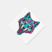 Cyberpunk Neon Wolf - Synthwave Robotdier Servet (Hoek)