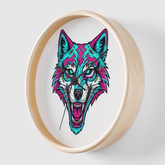 Cyberpunk Neon Wolf - Synthwave Robotic Animal (Hoek)