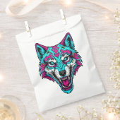 Cyberpunk Neon Wolf - Synthwave Robotic Animal Bedankzakje (Geknipt)