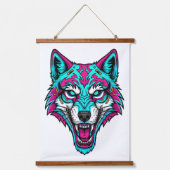 Cyberpunk Neon Wolf - Synthwave Robotic Animal Hangend Wandkleed (Voorkant)