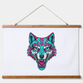 Cyberpunk Neon Wolf - Synthwave Robotic Animal Hangend Wandkleed (Voorkant)