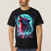 Cyberpunk Neon Wolf T-Shirt Design. (Voorkant)