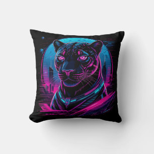 Cyberpunk Neon Zwarte Panter Kussen