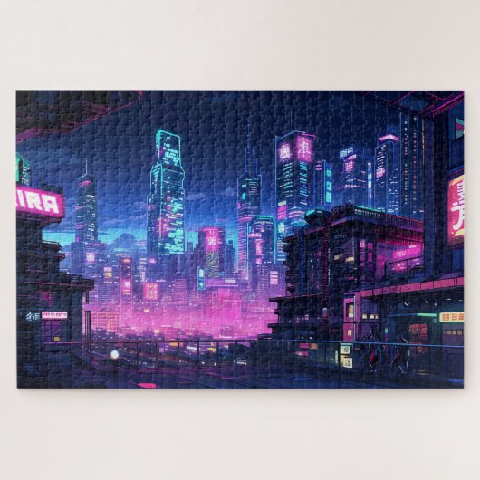 Cyberpunk Night City Rooftop Legpuzzel (Horizontaal)
