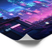 Cyberpunk Night City Rooftop Poster (Hoek)