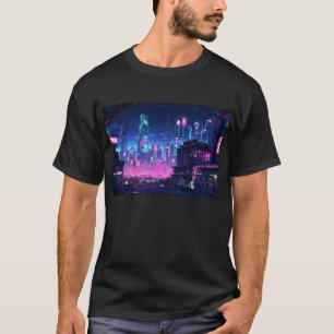 Cyberpunk Night City Rooftop T-shirt