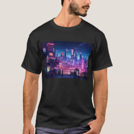 Cyberpunk Night City Rooftop T-shirt