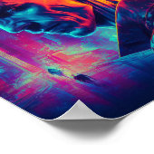 Cyberpunk Nikola Tesla in de stad Poster (Hoek)