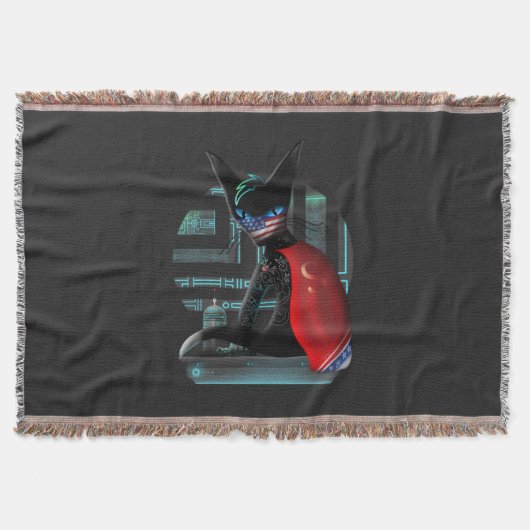 Cyberpunk Ninja Black Cat Deken (Voorkant)