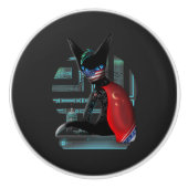 Cyberpunk Ninja Black Cat Keramische Knop (Voorkant)