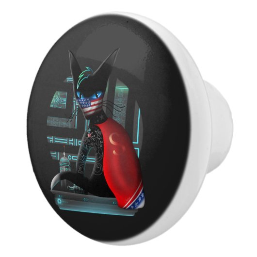 Cyberpunk Ninja Black Cat Keramische Knop (Rechts)