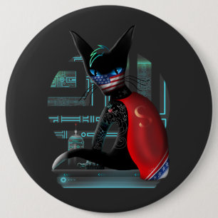 Cyberpunk Ninja Black Cat Ronde Button 6,0 Cm
