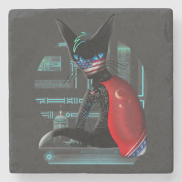 Cyberpunk Ninja Black Cat Stenen Onderzetter