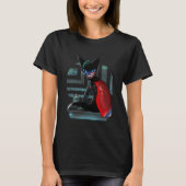 Cyberpunk Ninja Black Cat T-shirt (Voorkant)