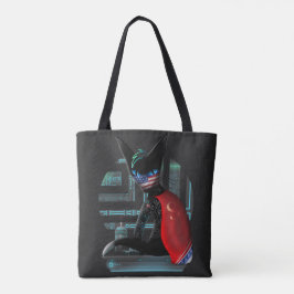Cyberpunk Ninja Black Cat Tote Bag