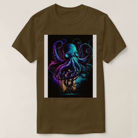Cyberpunk Octopus Abstract Dier Zee Creature Art T-shirt (Design voorkant)